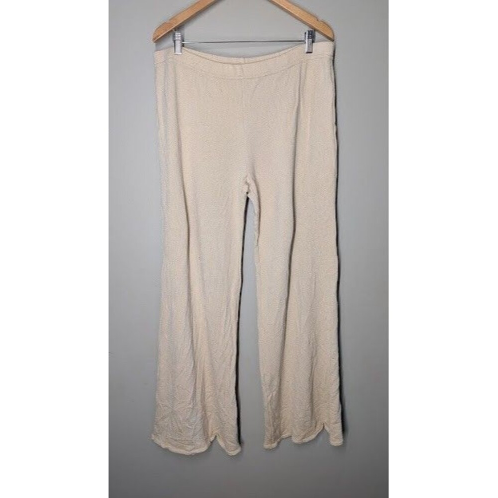 Vintage St. John Evening Wide Leg Knit Pant Pull On Pant Cream Size 16 *READ